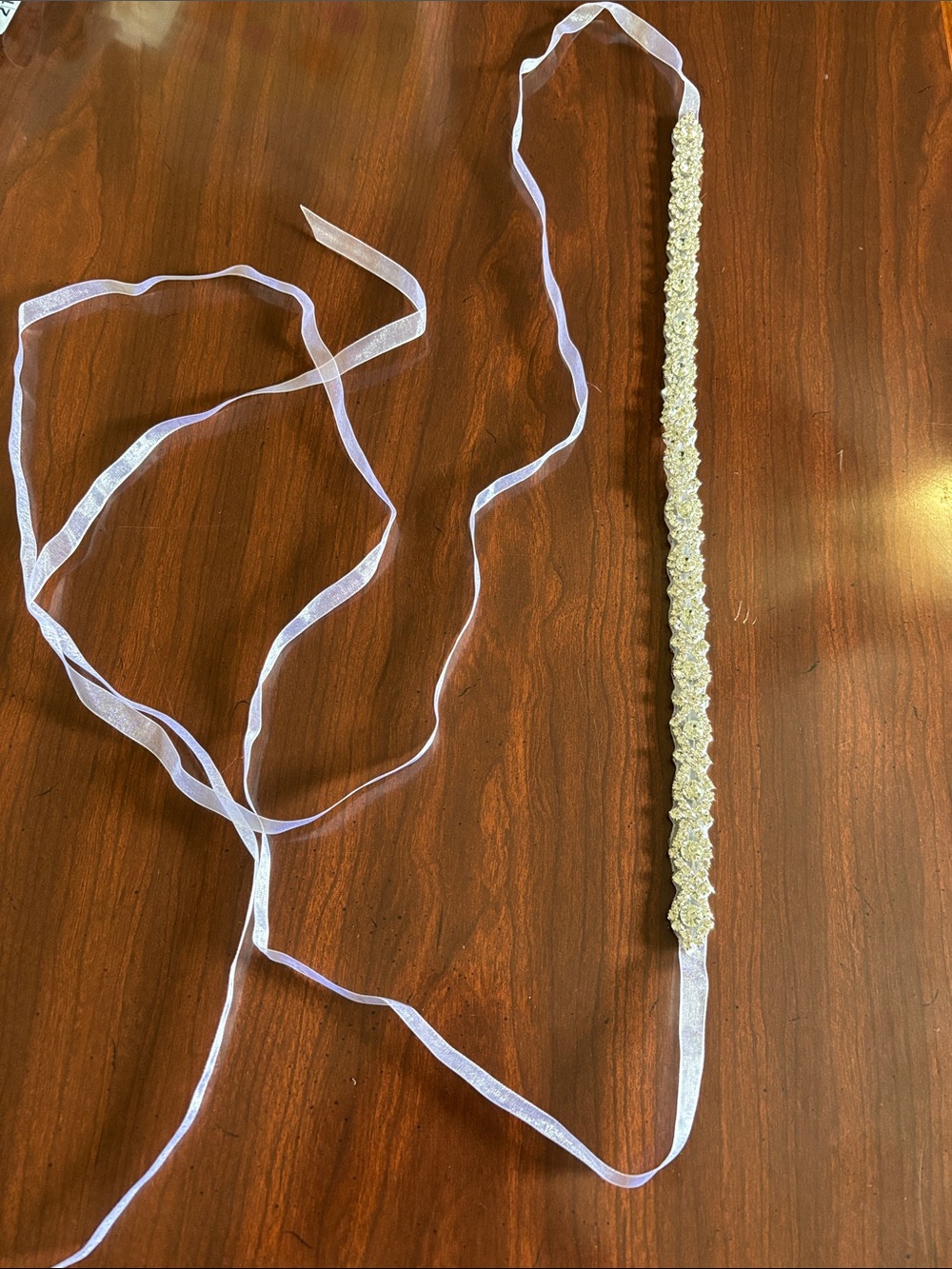Rhinestone Bridal Belt Sheer Ribbon Wedding Sash Sparkly Waist Belt NWT
